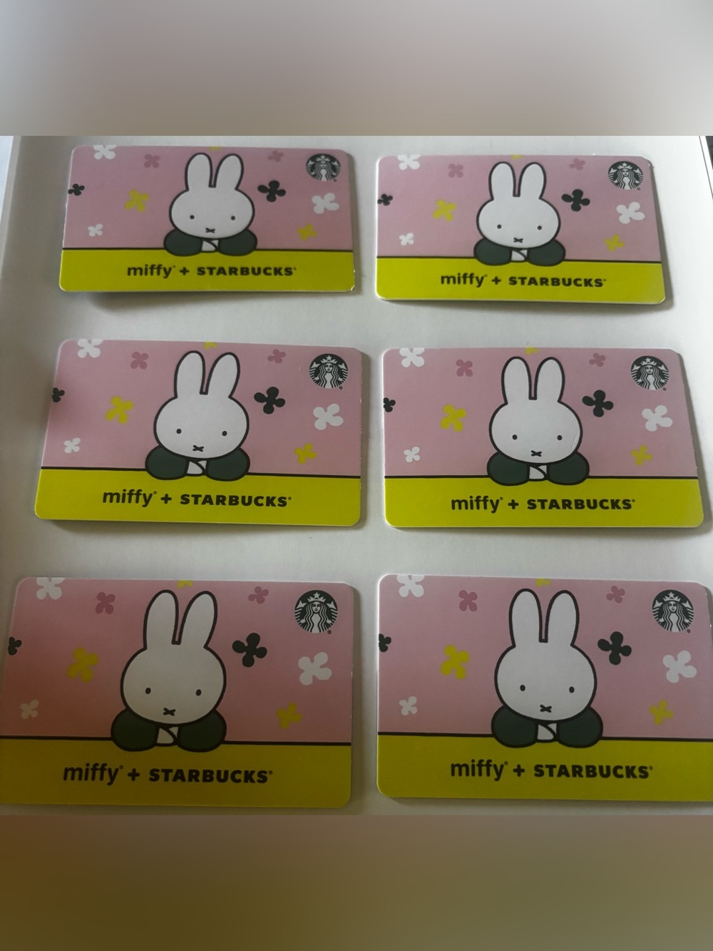 LOT OF 6 Starbucks x Miffy Gift Card (New) Empty No  Value On Card